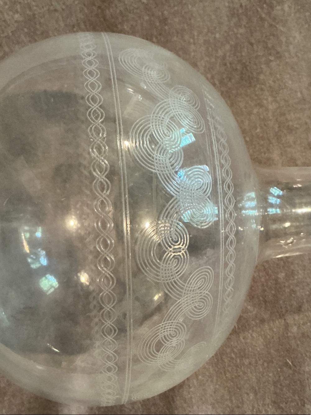 Clear Etched Glass Decanter - Round Bulb Vase
